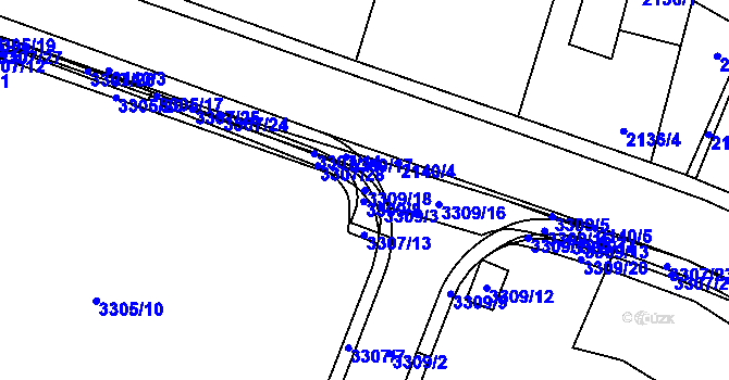 Parcela st. 3309/18 v KÚ Mimoň, Katastrální mapa