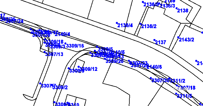 Parcela st. 3309/14 v KÚ Mimoň, Katastrální mapa