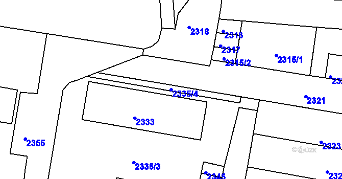 Parcela st. 2335/4 v KÚ Mimoň, Katastrální mapa