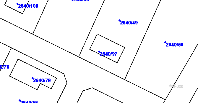 Parcela st. 2640/97 v KÚ Mimoň, Katastrální mapa