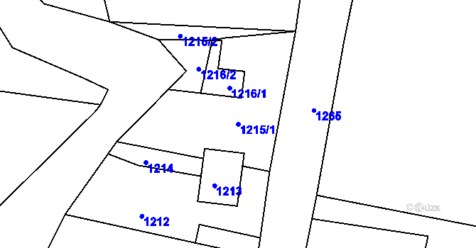 Parcela st. 1215/1 v KÚ Mimoň, Katastrální mapa