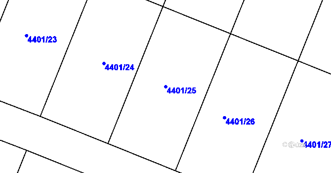 Parcela st. 4401/25 v KÚ Mimoň, Katastrální mapa