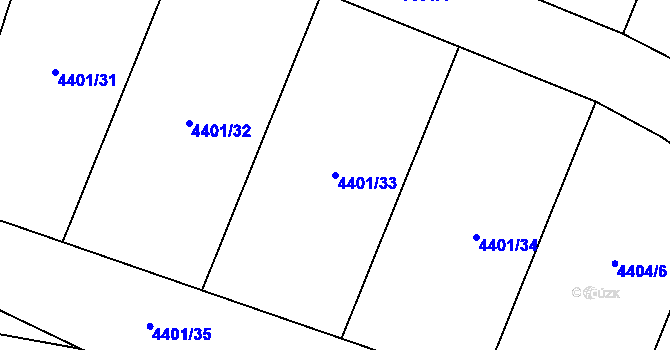 Parcela st. 4401/33 v KÚ Mimoň, Katastrální mapa
