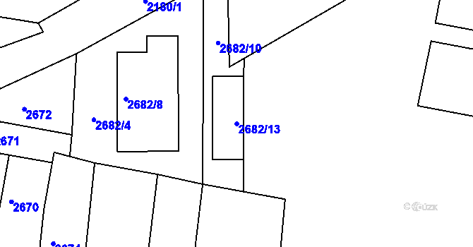 Parcela st. 2682/13 v KÚ Mimoň, Katastrální mapa
