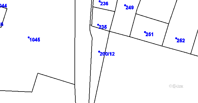 Parcela st. 200/12 v KÚ Mimoň, Katastrální mapa