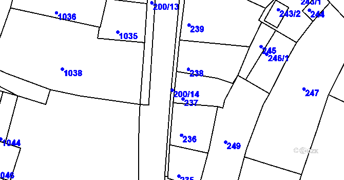 Parcela st. 200/14 v KÚ Mimoň, Katastrální mapa