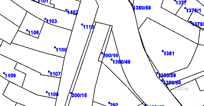 Parcela st. 200/16 v KÚ Mimoň, Katastrální mapa