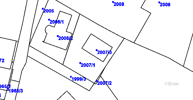 Parcela st. 2007/3 v KÚ Mimoň, Katastrální mapa