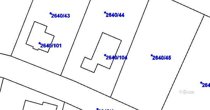 Parcela st. 2640/104 v KÚ Mimoň, Katastrální mapa