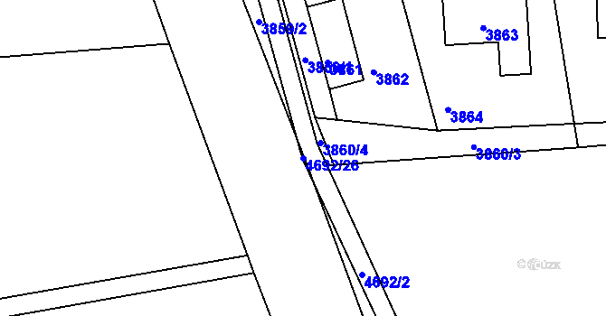 Parcela st. 4692/26 v KÚ Mimoň, Katastrální mapa
