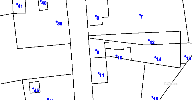 Parcela st. 9 v KÚ Pertoltice pod Ralskem, Katastrální mapa