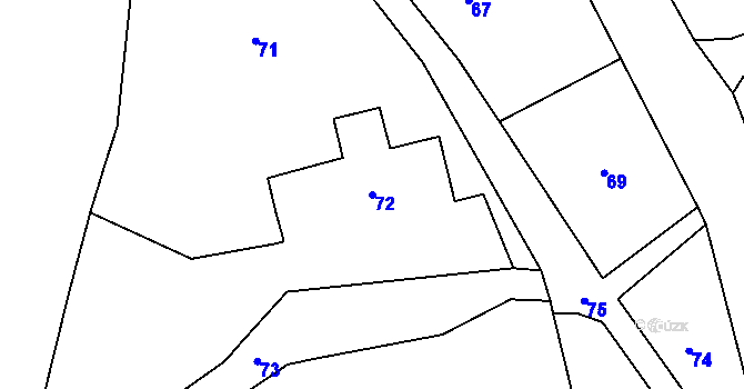 Parcela st. 72 v KÚ Pertoltice pod Ralskem, Katastrální mapa