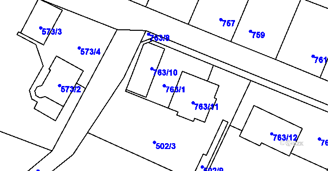 Parcela st. 763/1 v KÚ Pertoltice pod Ralskem, Katastrální mapa