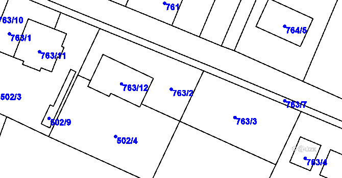 Parcela st. 763/2 v KÚ Pertoltice pod Ralskem, Katastrální mapa