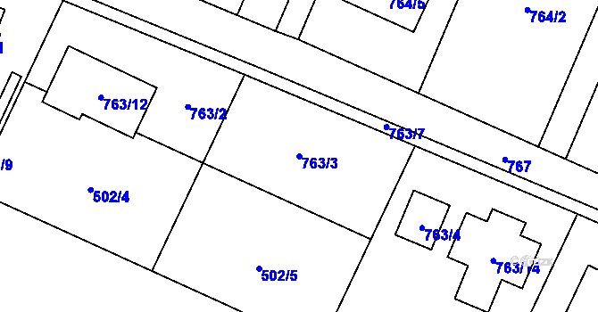 Parcela st. 763/3 v KÚ Pertoltice pod Ralskem, Katastrální mapa