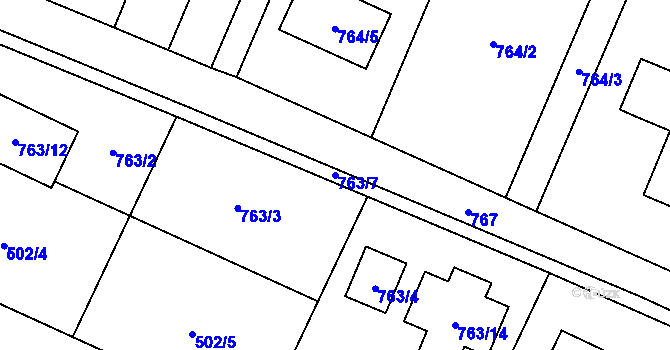 Parcela st. 763/7 v KÚ Pertoltice pod Ralskem, Katastrální mapa