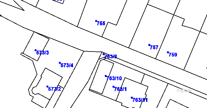 Parcela st. 763/8 v KÚ Pertoltice pod Ralskem, Katastrální mapa