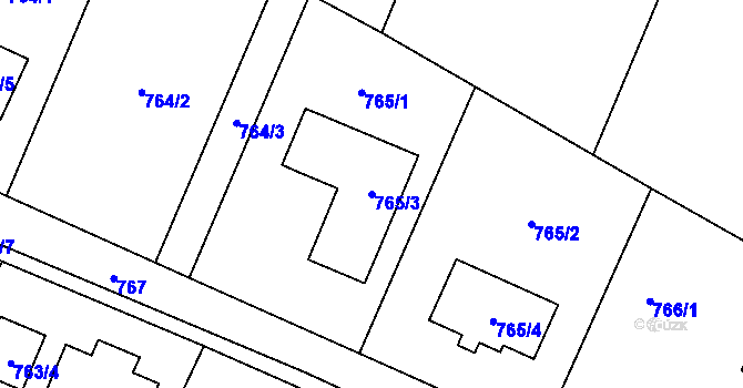 Parcela st. 765/3 v KÚ Pertoltice pod Ralskem, Katastrální mapa