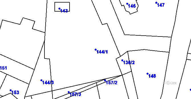 Parcela st. 144/1 v KÚ Pertoltice pod Ralskem, Katastrální mapa