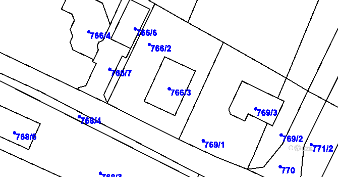 Parcela st. 766/3 v KÚ Pertoltice pod Ralskem, Katastrální mapa