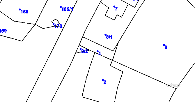 Parcela st. 4 v KÚ Vranov pod Ralskem, Katastrální mapa