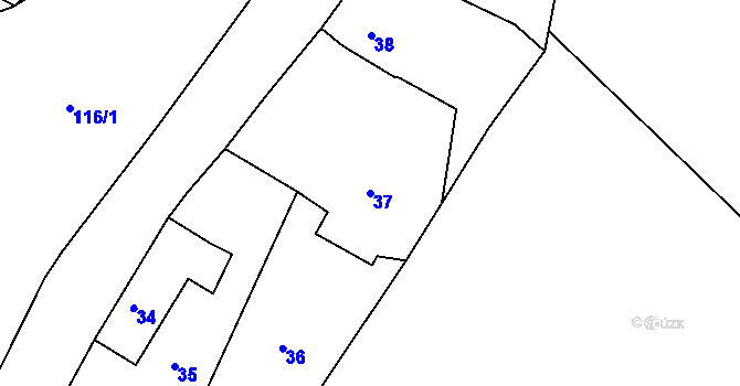 Parcela st. 37 v KÚ Vranov pod Ralskem, Katastrální mapa