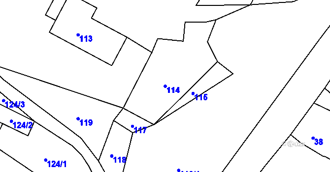 Parcela st. 114 v KÚ Vranov pod Ralskem, Katastrální mapa