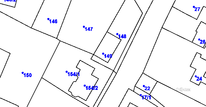 Parcela st. 149 v KÚ Vranov pod Ralskem, Katastrální mapa