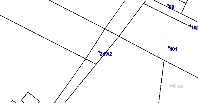 Parcela st. 249/2 v KÚ Vranov pod Ralskem, Katastrální mapa