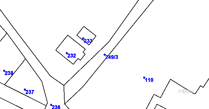 Parcela st. 249/3 v KÚ Vranov pod Ralskem, Katastrální mapa