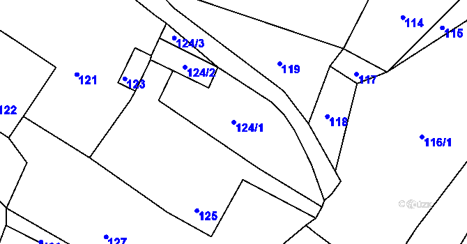 Parcela st. 124/1 v KÚ Vranov pod Ralskem, Katastrální mapa