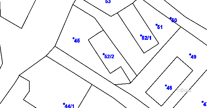 Parcela st. 52/2 v KÚ Vranov pod Ralskem, Katastrální mapa