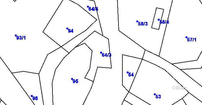 Parcela st. 64/3 v KÚ Vranov pod Ralskem, Katastrální mapa