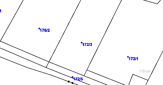 Parcela st. 172/3 v KÚ Vranov pod Ralskem, Katastrální mapa