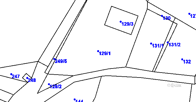 Parcela st. 129/1 v KÚ Vranov pod Ralskem, Katastrální mapa