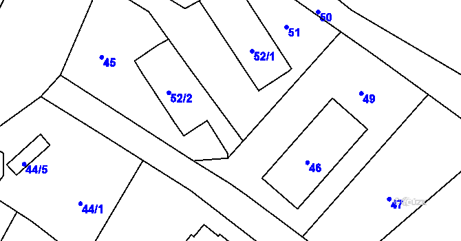 Parcela st. 51/2 v KÚ Vranov pod Ralskem, Katastrální mapa