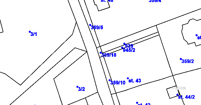Parcela st. 359/18 v KÚ Chabičovice, Katastrální mapa