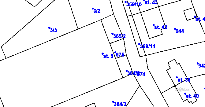Parcela st. 5 v KÚ Chabičovice, Katastrální mapa