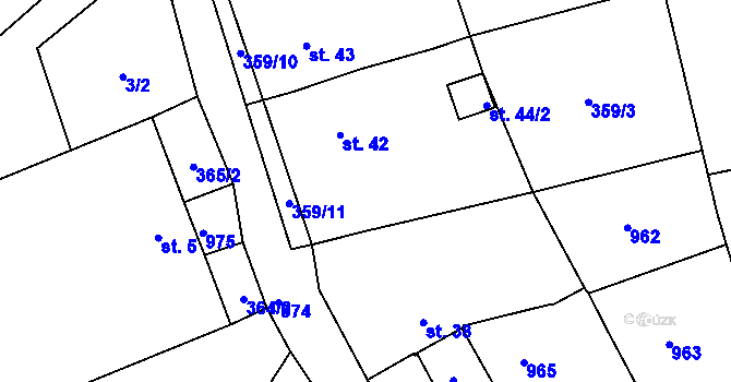 Parcela st. 44/1 v KÚ Chabičovice, Katastrální mapa