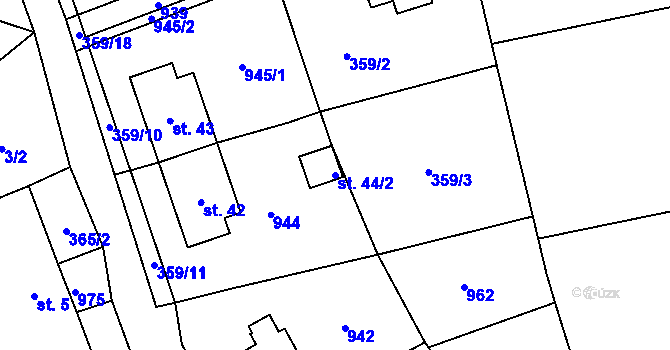 Parcela st. 44/2 v KÚ Chabičovice, Katastrální mapa