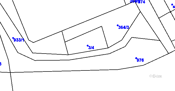 Parcela st. 3/4 v KÚ Chabičovice, Katastrální mapa