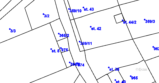 Parcela st. 359/11 v KÚ Chabičovice, Katastrální mapa