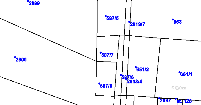 Parcela st. 587/7 v KÚ Malčice, Katastrální mapa