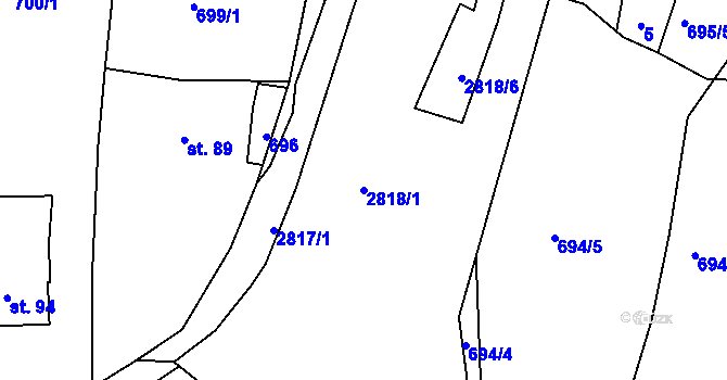 Parcela st. 2818/1 v KÚ Malčice, Katastrální mapa