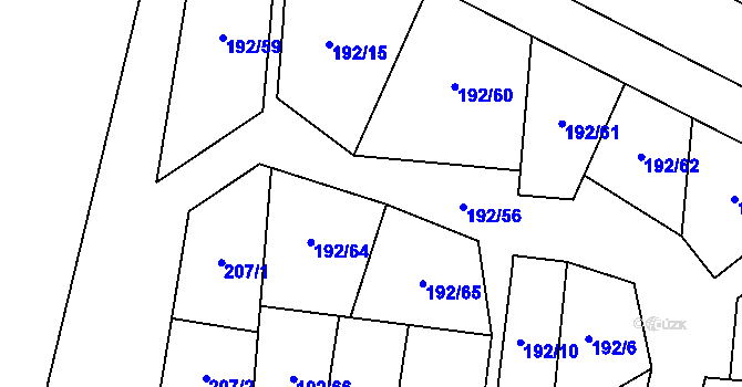 Parcela st. 192/15 v KÚ Mirkovice, Katastrální mapa