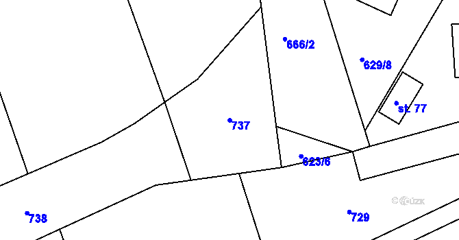 Parcela st. 737 v KÚ Mirkovice, Katastrální mapa