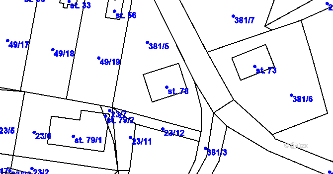 Parcela st. 78 v KÚ Zahrádka u Mirkovic, Katastrální mapa