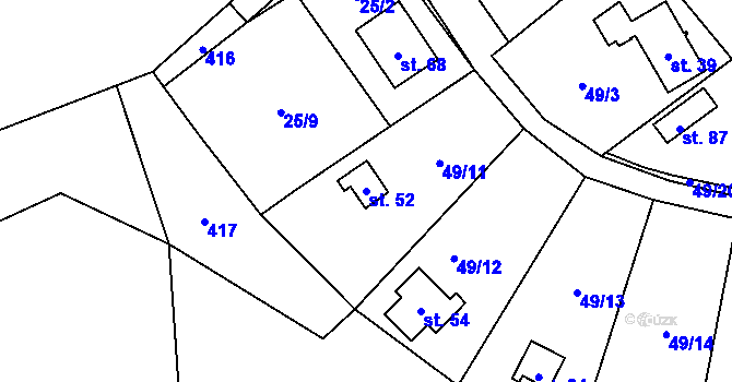 Parcela st. 52 v KÚ Zahrádka u Mirkovic, Katastrální mapa