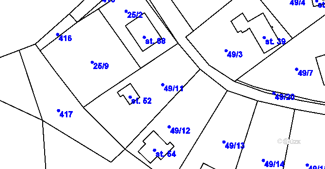 Parcela st. 49/11 v KÚ Zahrádka u Mirkovic, Katastrální mapa