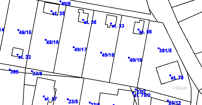 Parcela st. 49/18 v KÚ Zahrádka u Mirkovic, Katastrální mapa